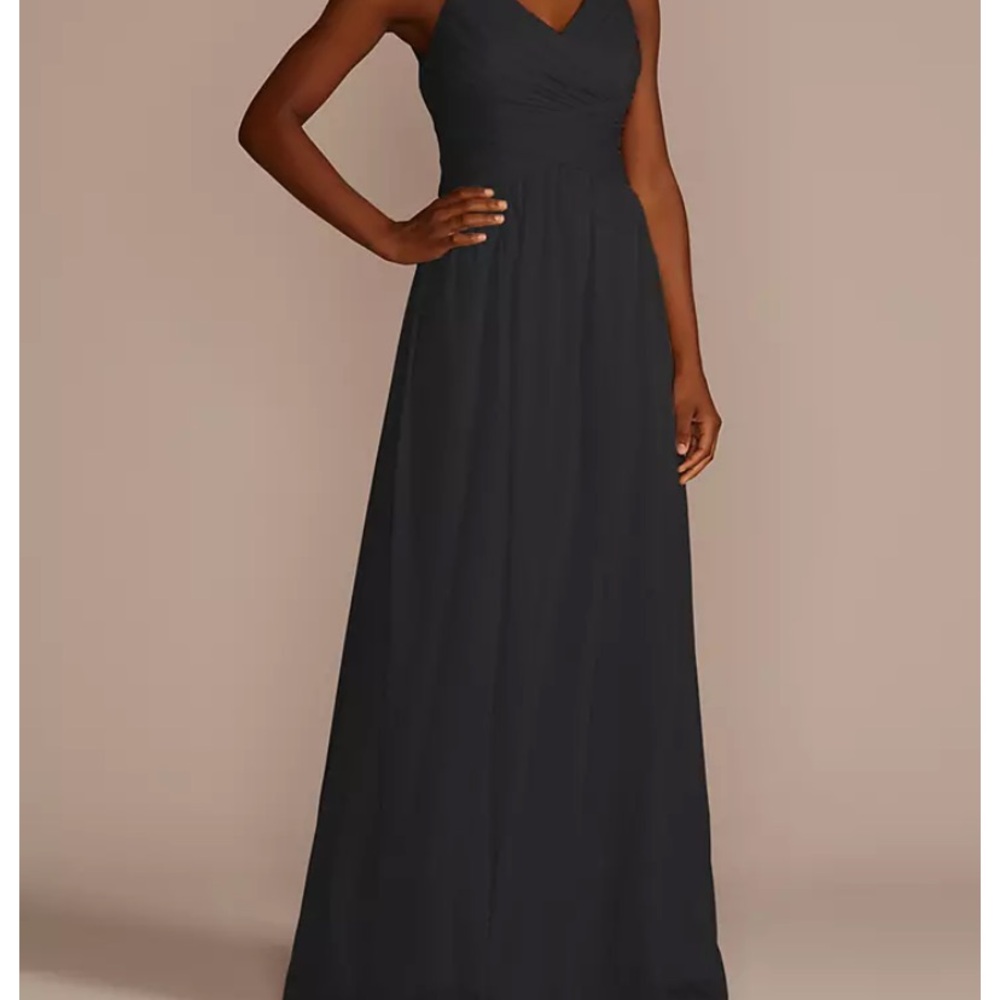 David’s Bridal Black V-Neck Sleeveless Maxi Dress